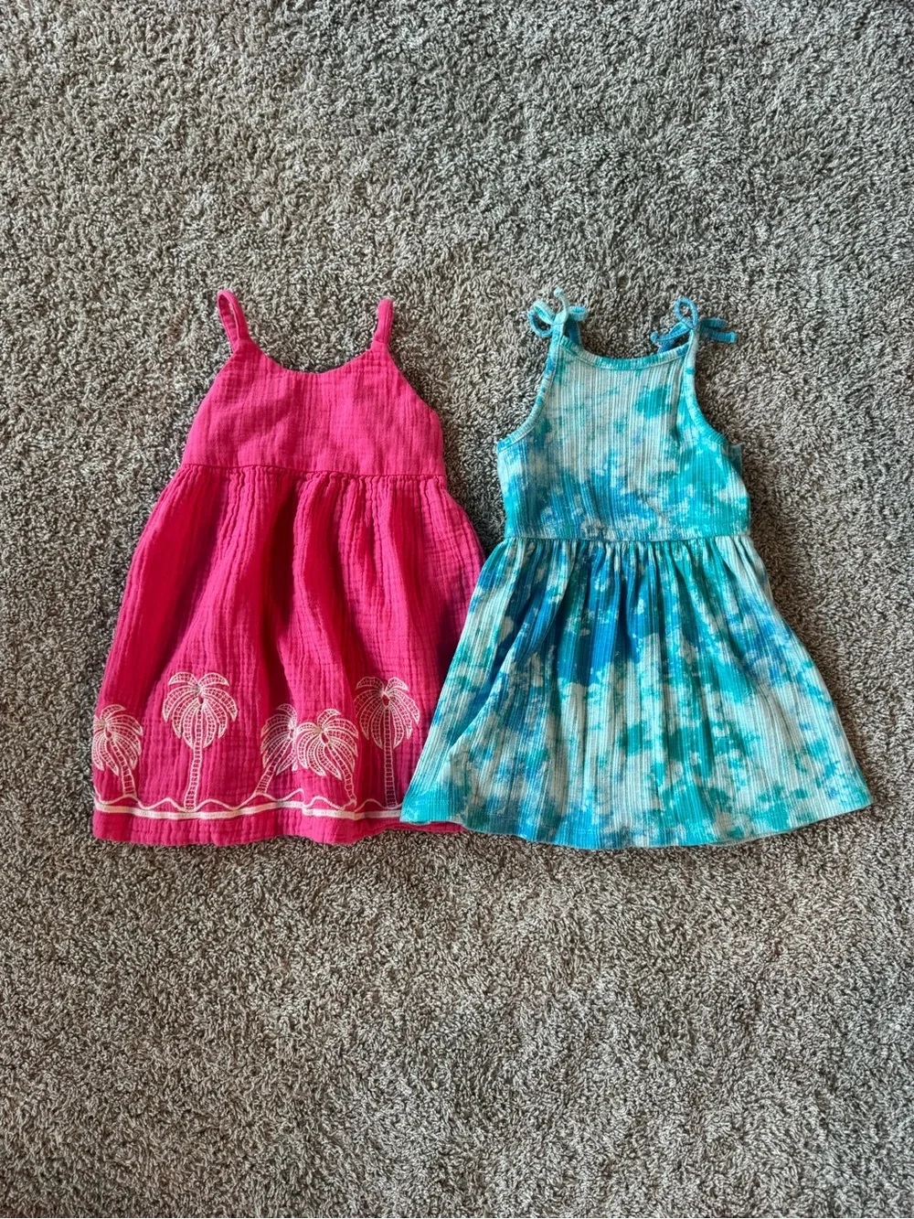 Old Navy Toddler Girls Summer Dress Bundle Palm Tree & Tie Dye Size 2T
